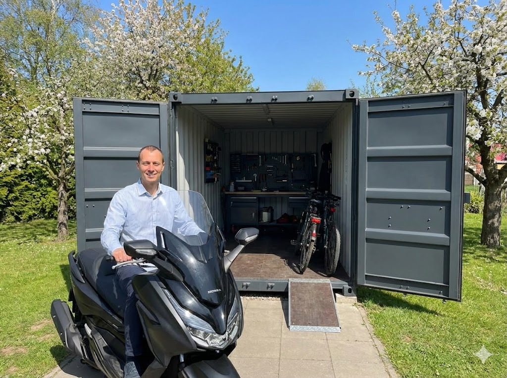 Jūras konteiners šķūņa vietā